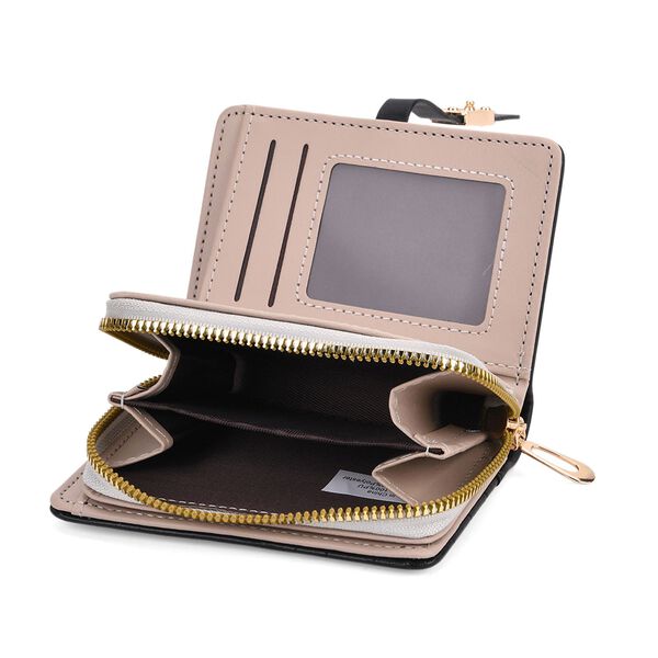 2-teiliges Geldb&ouml;rsen-Set im Krokopr&auml;gungs-Design, Lange Geldb&ouml;rse 20x10x3 cm und Bifold-Geldb&ouml;rse 12x9x3,5 cm, Schwarz image number 7