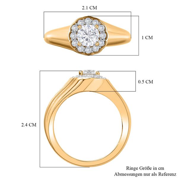 Moissanit Ring, 925 Silber 750 Gelbgold Vermeil - 0,63 ct. image number 7