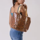 Tote Bag aus 100% echtem Leder,Schlangenfoliendruck Farbe: Größe: 37 x 9.5 x 22, Schokolade image number 1