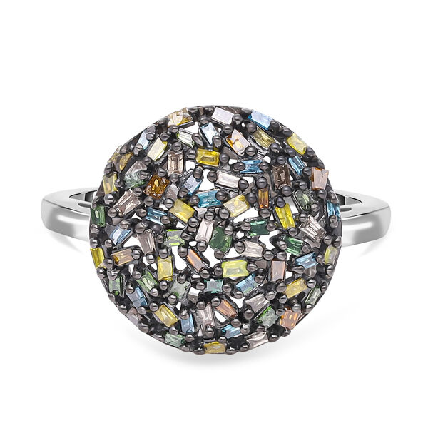 Mehrfarbiger Diamant-Ring, 925 Silber platiniert (Größe 16.00) ca. 0.50 ct image number 0