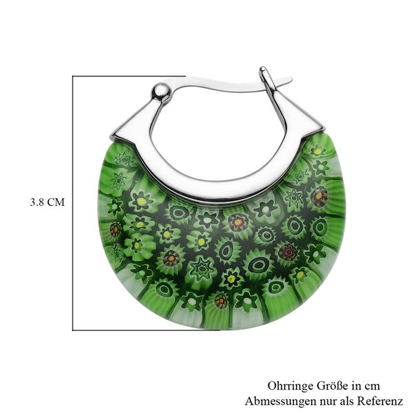 Gr&uuml;ne Mondsichel-Ohrringe im Murano-Stil aus Edelstahl image number 3