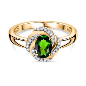 Natürlicher Chromdiopsid und Zirkon-Ring - 0,99 ct.