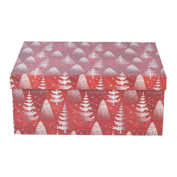 10er-Set Weihnachten Geschenkboxen, Kieferbaum Muster, Rot  image number 2