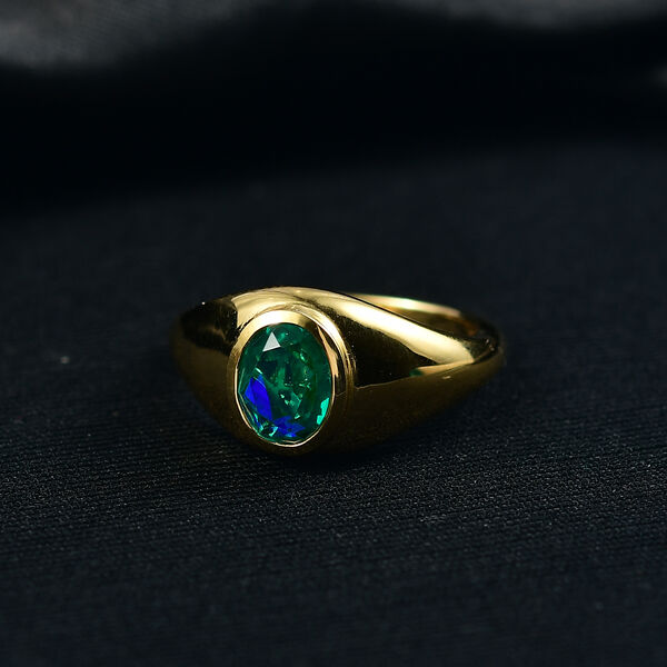 D'Joy Pfau Quarz Triplette Ring 925 Silber 750 Gelb Vergoldet (Größe 17.00) ca. 1,40 ct image number 1