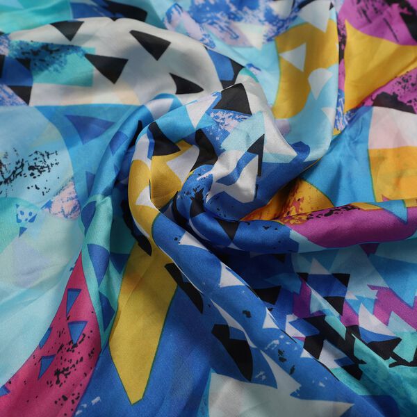 100% natürlicher Seiden Schal, 165x50 cm, Blau und Mehrfarbig image number 6