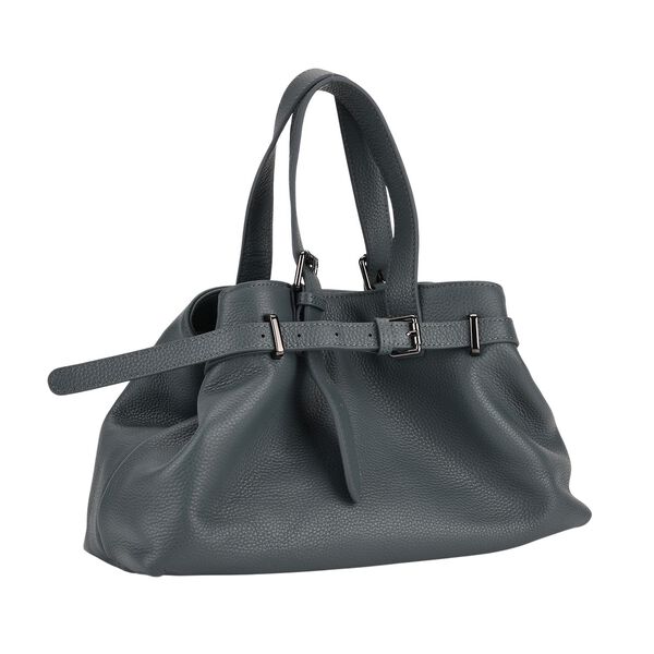 Echtleder-Crossbody-Bag im Trapez-Design, 32x12x19 cm, Petrolblau image number 3