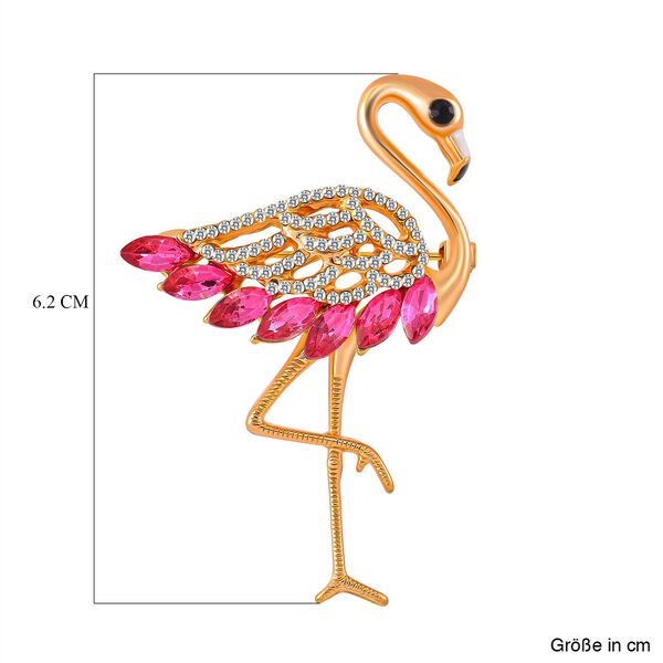 Mehrfarbige Kristall Flamingo Brosche, emailliert image number 5