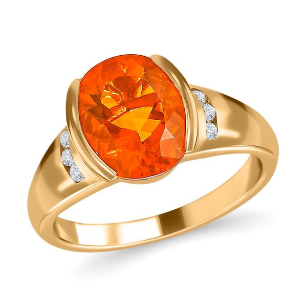 Brasilianischer Feueropal und Zirkon-Ring - 2,50 ct. image number 4