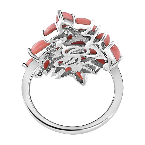 Oregon Pfirsich Opal-Cluster-Ring, 925 Silber platiniert, 3,40 ct image number 6