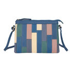 100% echte Leder Patchwork Umhängetasche, Blau