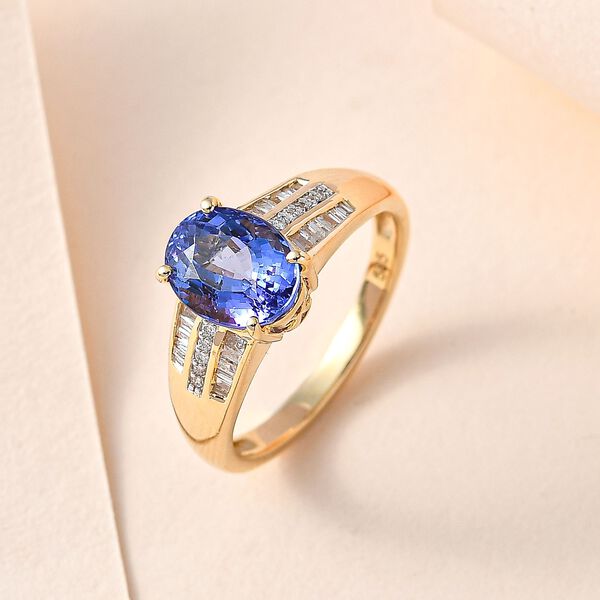 AAA Tansanit und Diamant Ring - 2,18 ct. image number 2