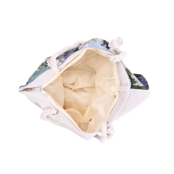 Gewebte Jute-Tasche mit Blumen, blau/wei&szlig; image number 5