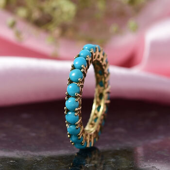 D'Joy AA Sleeping Beauty T&uuml;rkis Ring 925 Silber 750 Vergoldet (Gr&ouml;&szlig;e 19.00) ca. 2,83 ct