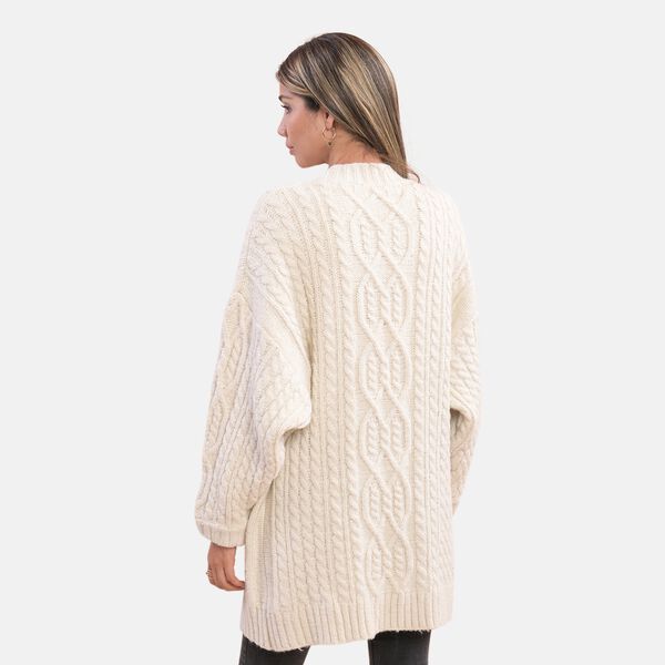LA MAREY lange Strickjacke mit Kn&ouml;pfen, Einheitsgr&ouml;&szlig;e Cr&egrave;me image number 1