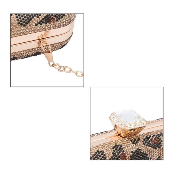 Clutch mit facettierten Kristallen, Leoparden Muster image number 9