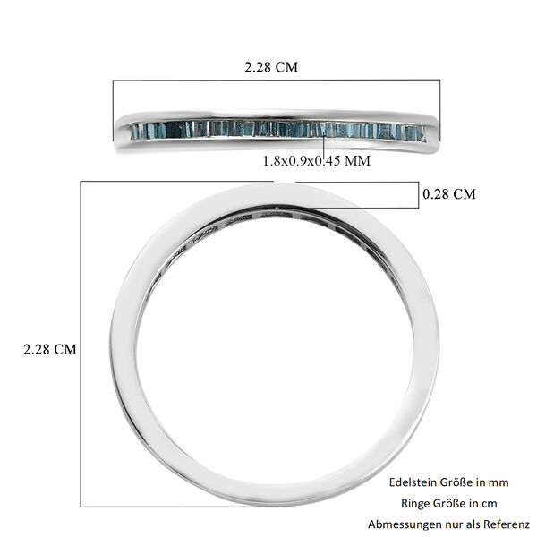 Blauer Diamant Half Eternity Ring 925 Silber Platin-&Uuml;berzug image number 5