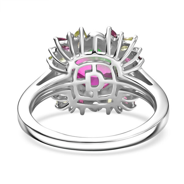 D'Joy Wassermelonen Triplett Quarz, Rhodolith Granat, Peridot und Zirkon Ring - 4,10 ct. image number 6