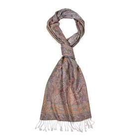 Schal mit Paisley-Muster und Fransen, 70x180cm, Beige