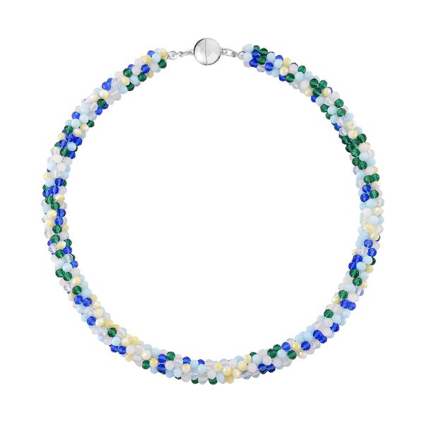 Mehrfarbige blaue Kristall 45cm Halskette und flexibles Armband image number 3