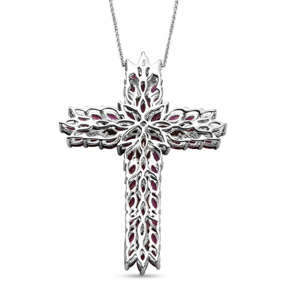 Rhodolith Granat Kreuz-Anh&auml;nger, 925 Silber platiniert ca. 9.96 ct image number 5