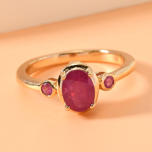 Rubin-Ring, Fissure gefüllt, 925 Silber vergoldet  ca. 1,26 ct image number 2