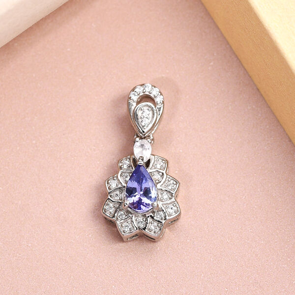 Tansanit und wei&szlig;er Zirkon-Anh&auml;nger - 0,67 ct. image number 3