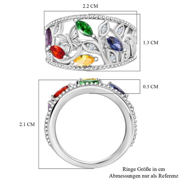 Mehrfarbiger Zirkonia,Wei&szlig;er Zirkonia Ring, Messing (Gr&ouml;&szlig;e 17.00) image number 6