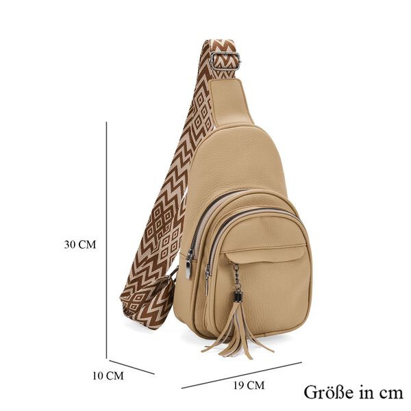 Beige PU Brusttasche und LA MAREY Ombre Chiffon Seiden Schal image number 8