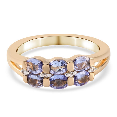 Tansanit und Zirkon-Ring, 925 Silber Gelbgold Vermeil  ca. 1,03 ct image number 0