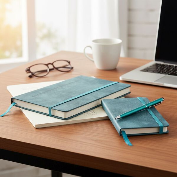 LIVMORE 3er-Set Notizbuch A6 und A5 mit Stift, 22,8x22,2x4cm, Blau image number 1