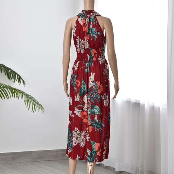 Maxikleid mit gesmokter Taille, Dunkelrot image number 2