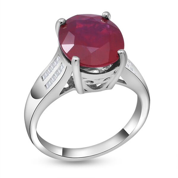 Afrikanischer Rubin (Fissure gefüllt) und Diamant-Ring, 925 Silber platiniert image number 3