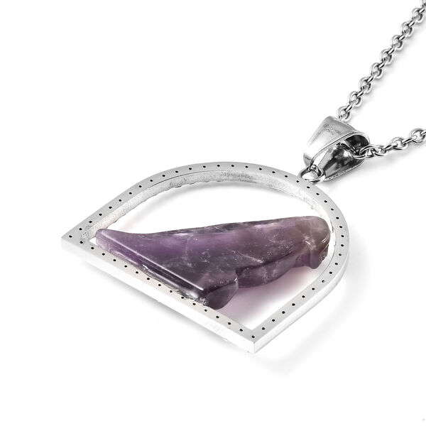 Afrikanischer Amethyst und Kristall Spatz-Anh&auml;nger mit Kette, 50 cm in Edelstahl ca. 17,10 ct image number 4