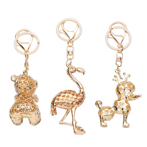 3er-Set- mehrfarbige Kristall- und simulierte Perlen-Schl&uuml;sselanh&auml;nger image number 3