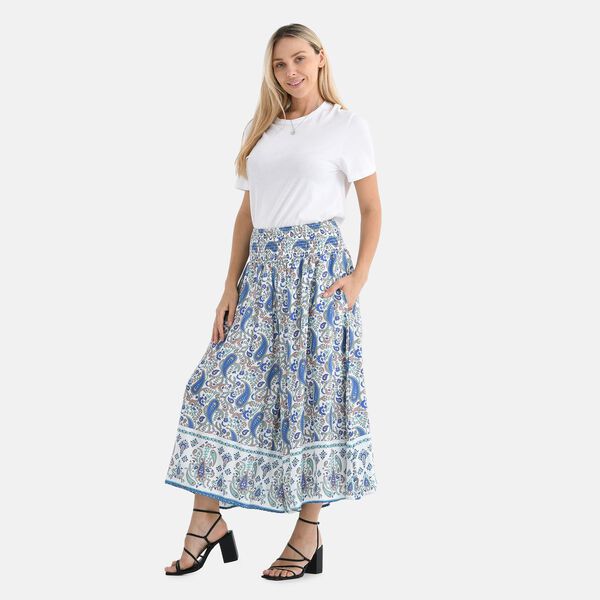 Gesmokte Taillen-Culottes mit Paisleymuster, Einheitsgr&ouml;&szlig;e, Blau image number 3