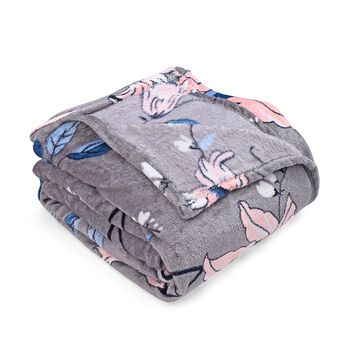 Ultraweiche bedruckte 155gsm Flanell Kuscheldecke, 200x150cm, Grau-Rosa