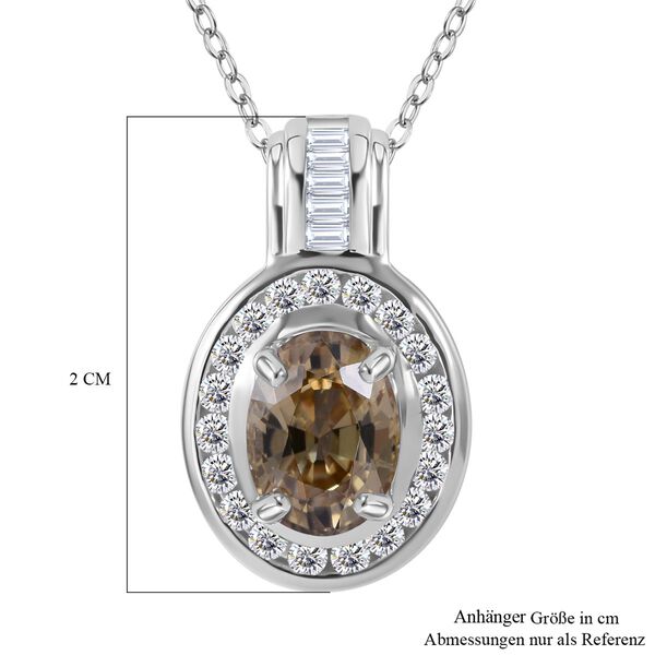 AA Gelber Zirkon, Wei&szlig;er Zirkon Anh&auml;nger mit Kette ca. 50 cm, 925 Silber rhodiniert ca. 3.52 ct image number 5