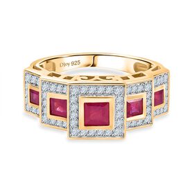 Königlicher Glamour- D'Joy Afrikanischer Rubin (Fissure gefüllt) Ring 925 Silber 750 Gelbgold Vermeil (Größe 18.00) ca. 1.85 ct