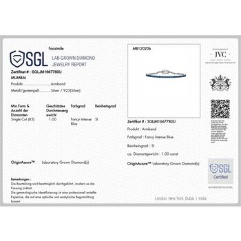 LUXURIANT SGL zertifiziertes SI-GH Labor blaues Diamant 19cm Armband - 1 ct.