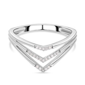 Weißer Diamant Ring, 925 Silber platiniert (Größe 21.00) ca. 0.10 ct