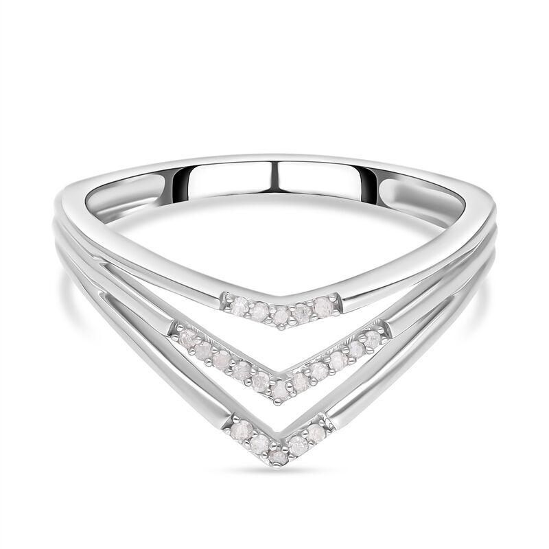 Weißer Diamant Ring, 925 Silber platiniert (Größe 21.00) ca. 0.10 ct image number 0