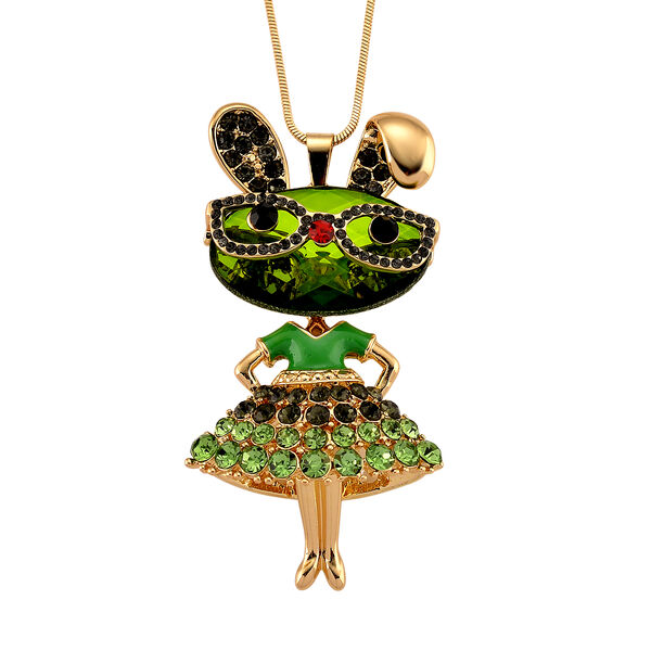 Mehrfarbiger Kristall Anh&auml;nger mit Kette, ca. 63.5 cm + 5 cm Extender, Legierung emailliert, Legierung Gelb