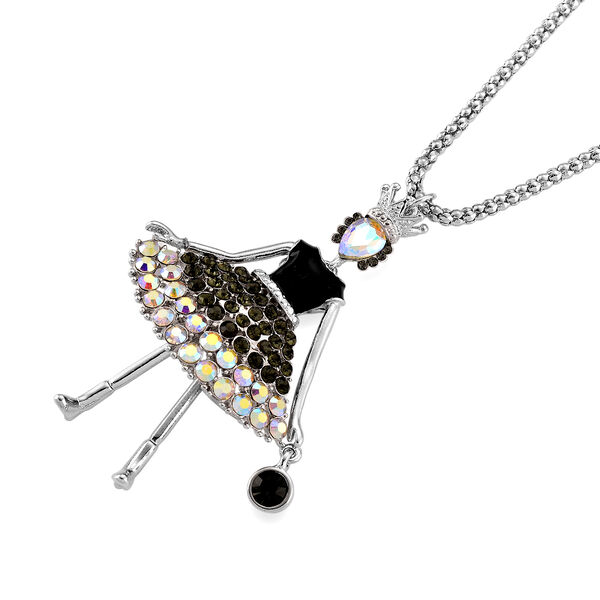 Mehrfarbiger Kristall Ballerina Anh&auml;nger mit Kette ca. 63.5 cm + 5 cm Extender, Legierung, Legierung emailliert image number 3