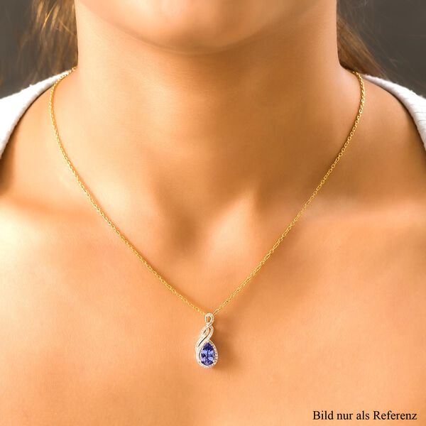 AAA Tansanit und Diamant-Halo-Anh&auml;nger in 585 Gold, 1,66 ct. image number 1