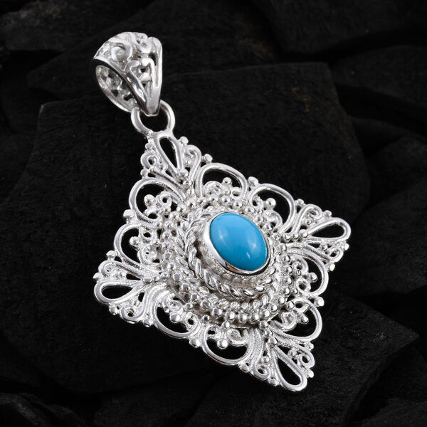 Royal Bali Kollektion - natürlicher Sleeping Beauty Türkis-Solitär-Anhänger in Silber, 1,20 ct. image number 2