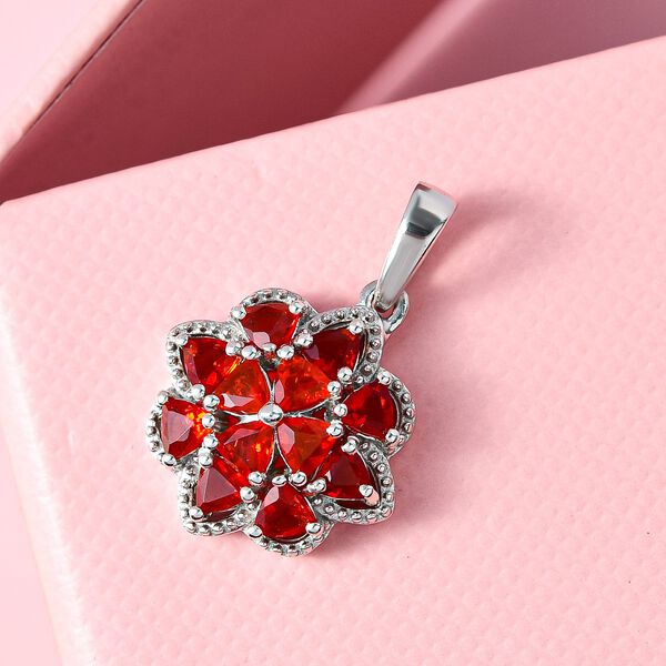 Mexikanischer Kirschfeuer-Opal Anhänger, 925 Silber platiniert, ca. 0.88 ct image number 3