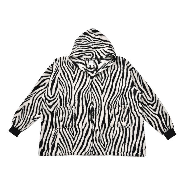 Hoodie mit Kapuze im Zebra-Muster, Wei&szlig; und schwarz