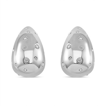 Wei&szlig;e Zirkonia Tropfen Ohrringe, Reiner Edelstahl