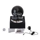 Buddha DIY Wasserbrunnen mit Kugel und Licht - USB-Anschluss, Größe: 23x23x28cm