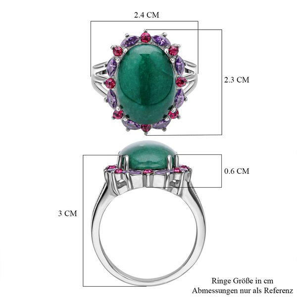 Gr&uuml;ner Aventurin, fuchsiafarbener und lila Kristall-Ring - 10 ct. image number 8
